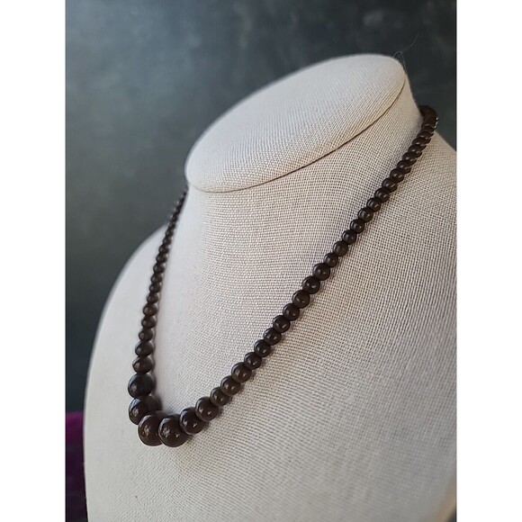 Brown Beaded Necklace Vintage, READ USED Fair Condition - Picture 5 of 10
